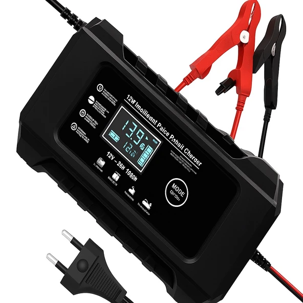 RJ-C1 12V 6a Araba Motosiklet Kurşun Asit Akü Şarj Cihazı Auto Islak Kuru Jel Onarım Led Ekran ürün görseli 1