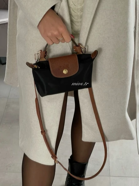Mini Siyah Longchamp Çanta - Resim 2