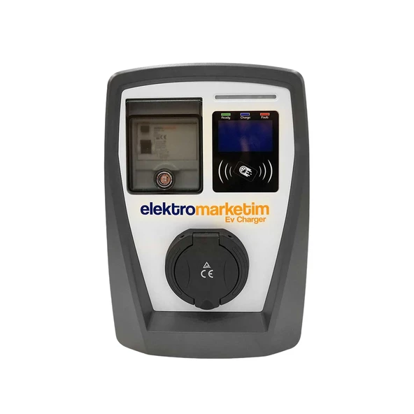 Elektrikli Wallbox Araç Şarj İstasyonu EMEV 22 kW 3 Faz Type-2 Soket Duvar Tip Mobil Uygulama RFID ürün görseli 1