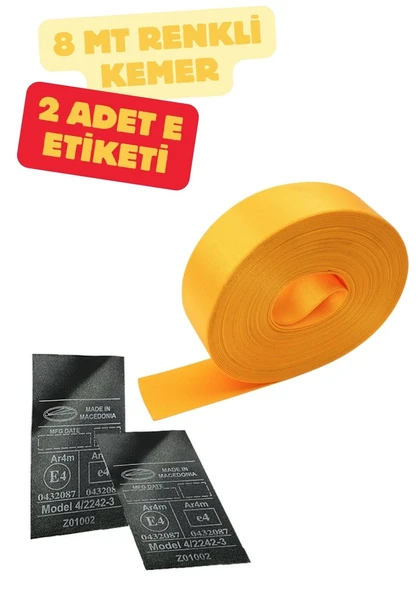 Sarı Renk Emniyet Kemeri 8mt. (Etiket Hediyeli) ürün görseli 1