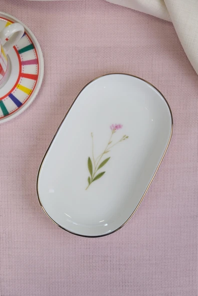 Tabak Evi Porselen Natura Çuha Altın Yaldızlı Oval Kayık Tabak 27,50x17,50x3cm Tekli ürün görseli 1