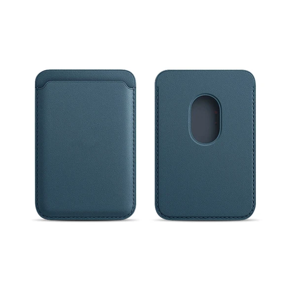 Sneezy İphone 12 Mini-12-12 Pro-12 Pro max Uyumlu Birinci Sınıf Magsafe Cüzdan Magsafe Deri Kartlık  Petrol Mavi ürün görseli 1