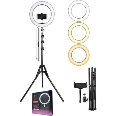 Led Tripod Işıklı Telefon Tutucu Makyaj Işığı Ring Light ürün görseli 1