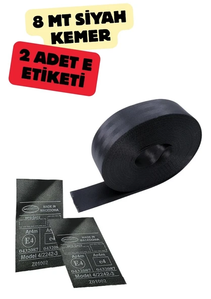 Siyah Renk Emniyet Kemeri 8mt. (Etiket Hediyeli) ürün görseli 1