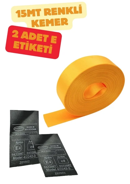 Sarı Renk Emniyet Kemeri 15mt. (Etiket Hediyeli) ürün görseli 1