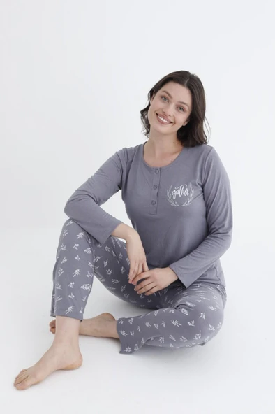 Gd Goldoremi 790-31 Kadın Düğmeli Yaka Uzun Kollu Pijama Takım ürün görseli 1
