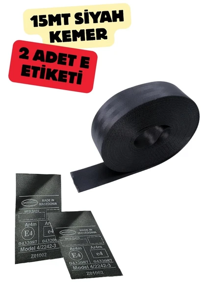 Siyah Renk Emniyet Kemeri 15mt. (Etiket Hediyeli) ürün görseli 1
