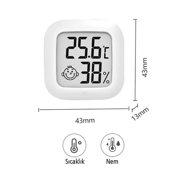 PowerMaster PM-6235 Oda Tipi Mini Ekranlı Sıcaklık Nem Ölçer Termometre ürün görseli 1