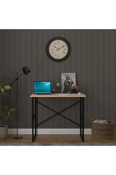 Modern Metal Ders Çalışma Masası %100 MDF Bilgisayar Masası METALÇM02  Safir Meşe ürün görseli 1