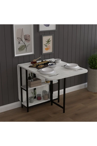Lüks Katlanır Mutfak Yemek Masası %100 MDF Pratik Çalışma Masası KM31  RETRO TAŞ ürün görseli 1