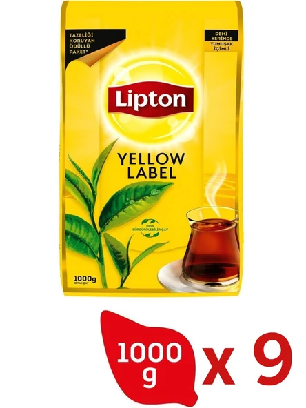 Lipton Yellow Label Dökme Siyah Çay 1000 gr x 9 Adet ürün görseli 1