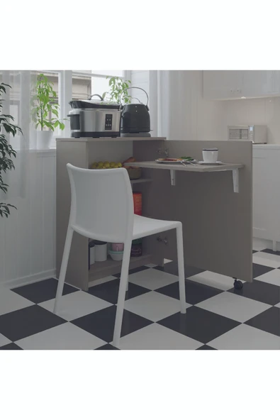 Lüks Katlanabilir Kapaklı Mutfak Kiler Dolabı %100 MDF Çok Amaçlı Mutfak Dolabı MD003  Kül Gri ürün görseli 1
