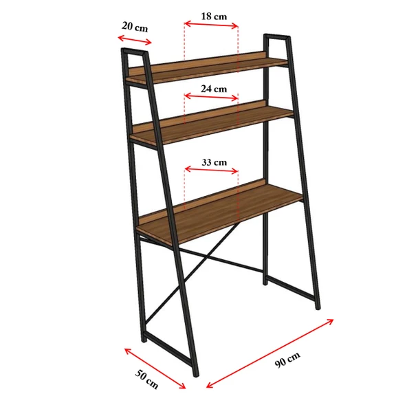 METAL KİTAPLIKLI ÇALIŞMA MASASI  Safir Meşe ürün görseli 1