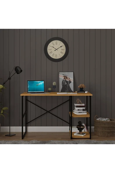 Modern Raflı Ders Çalışma Masası %100 MDF Bilgisayar Masası METALÇM01  Petra ürün görseli 1