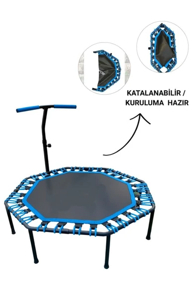 CKSpor Katlanabilir Sekizgen Step Trambolin Tutunmalı Trambolin Fitness Zıplama Trambolini ürün görseli 1