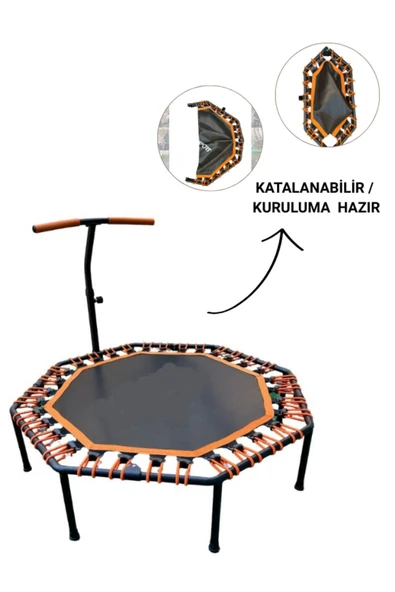 CKSpor Katlanabilir Sekizgen Step Trambolin Tutunmalı Trambolin Fitness Zıplama Trambolini ürün görseli 1