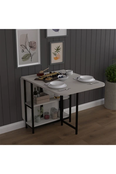 Lüks Katlanır Mutfak Yemek Masası %100 MDF Pratik Çalışma Masası KM31  ANTRASİT ürün görseli 1