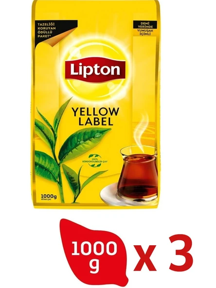 Lipton Yellow Label Dökme Siyah Çay 1000 gr x 3 Adet ürün görseli 1