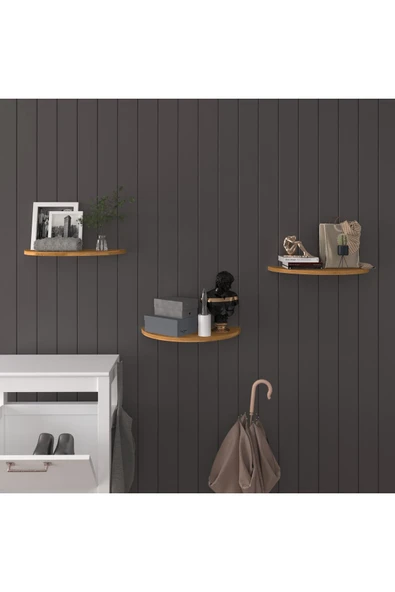 Modern 3'lü Uçan Raf Çok Amaçlı Duvar Rafı Organizer %100 MDF Kitaplık Mutfak Banyo Rafı DRF04  Petra ürün görseli 1