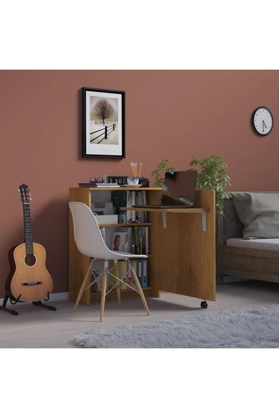 Lüks Kapaklı Çalışma Masası Kitaplık %100 MDF Bilgisayar Ders Çalışma Masası MD002  Petra ürün görseli 1