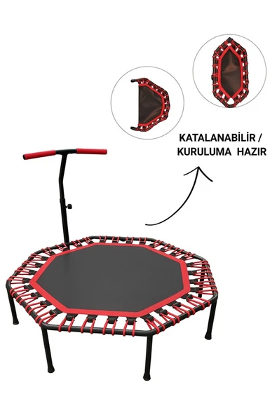 CKSpor Katlanabilir Sekizgen Step Trambolin Tutunmalı Trambolin Fitness Zıplama Trambolini ürün görseli 1