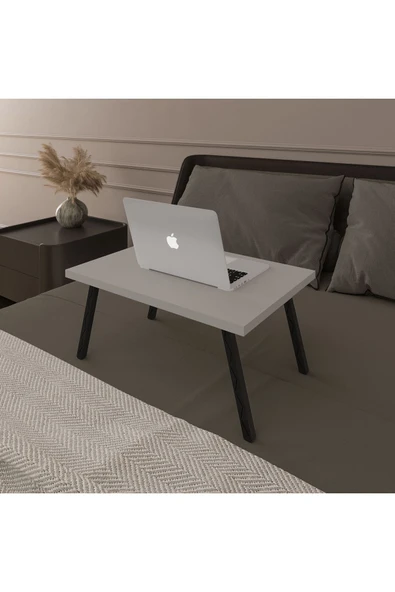 Modern Katlanır Laptop Yemek Çalışma Masası %100 MDF Çok Amaçlı Sehpa Masa LAPTOPMASA01  KÜL GRİ ürün görseli 1