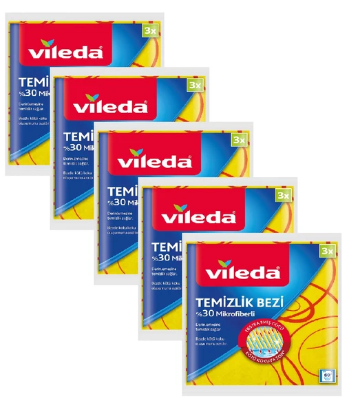 Vileda 30% Extra Mikrofiberli Temizlik Bezi 3 lü x 5 Paket ürün görseli 1