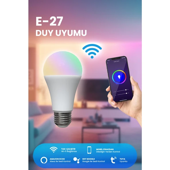 Alpsmart AS-8229 CW Akıllı Wifi Led Lamba Tuya Destekli 9W Ampül ürün görseli 1