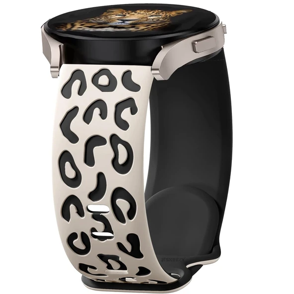 Samsung Galaxy Watch 6 7 Serisi ile Uyumlu Leopar Desenli Silikon Kordon Kayış  Starlight ürün görseli 1