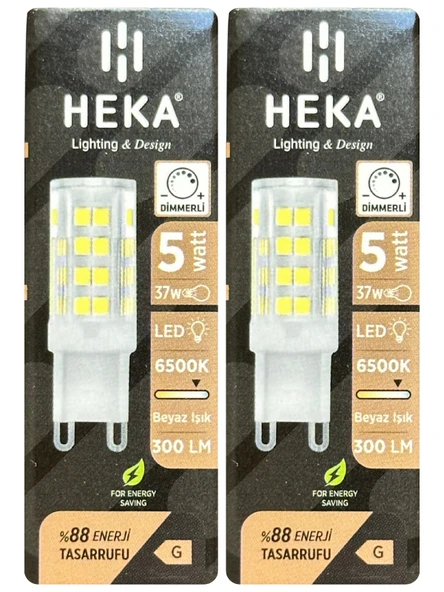 (2 Adet) Heka 5W (37W) 6500K (Beyaz Işık) G9 Duylu Dim Edilebilir Led Kapsül Ampul ürün görseli 1