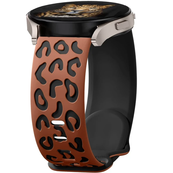Samsung Galaxy Watch 6 7 Serisi ile Uyumlu Leopar Desenli Silikon Kordon Kayış  Kahverengi ürün görseli 1