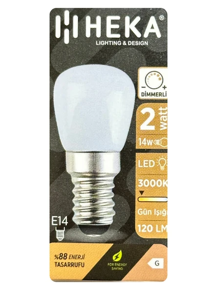 (1 Adet) Heka 2W (14W) 3000K (Sarı Işık) E14 Duylu (İnce Duy) Dim Edilebilir Soft Led Mini Ampul ürün görseli 1