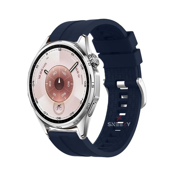 Huawei Watch GT6 46mm Uyumlu Kordon NovaGT Metal Tokalı Yumuşak Silikon Kordon  Lacivert ürün görseli 1