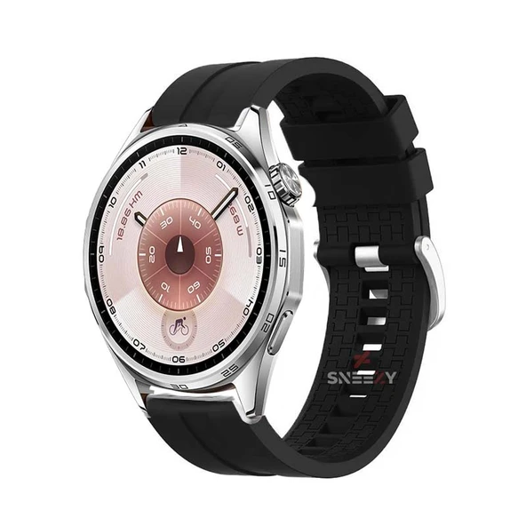 Huawei Watch GT6 46mm Uyumlu Kordon NovaGT Metal Tokalı Yumuşak Silikon Kordon  Siyah ürün görseli 1