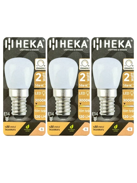 (3 Adet) Heka 2W (14W) 3000K (Sarı Işık) E14 Duylu (İnce Duy) Dim Edilebilir Soft Led Mini Ampul ürün görseli 1