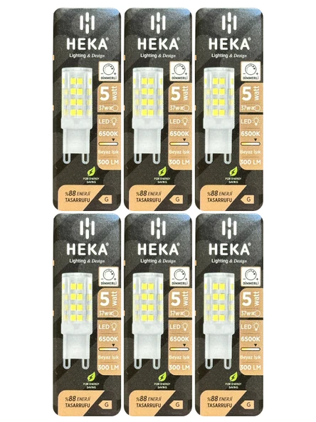 (6 Adet) Heka 5W (37W) 6500K (Beyaz Işık) G9 Duylu Dim Edilebilir Led Kapsül Ampul ürün görseli 1