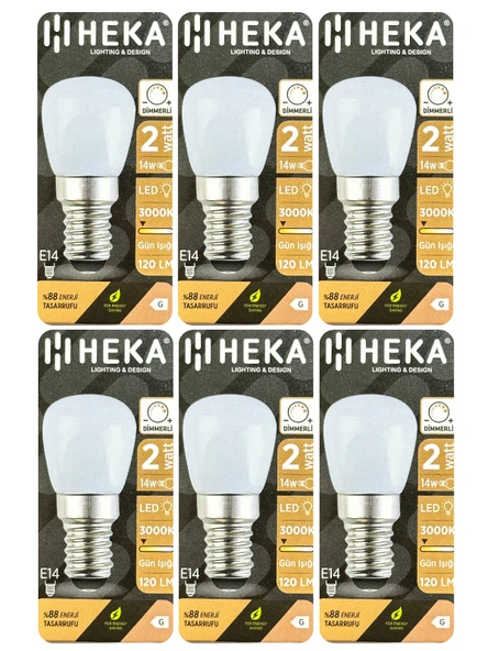(6 Adet) Heka 2W (14W) 3000K (Sarı Işık) E14 Duylu (İnce Duy) Dim Edilebilir Soft Led Mini Ampul ürün görseli 1