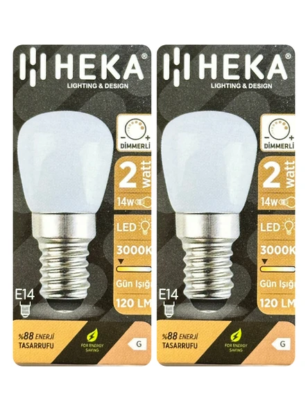 (2 Adet) Heka 2W (14W) 3000K (Sarı Işık) E14 Duylu (İnce Duy) Dim Edilebilir Soft Led Mini Ampul ürün görseli 1