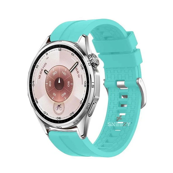 Huawei Watch GT6 46mm Uyumlu Kordon NovaGT Metal Tokalı Yumuşak Silikon Kordon  Turkuaz ürün görseli 1