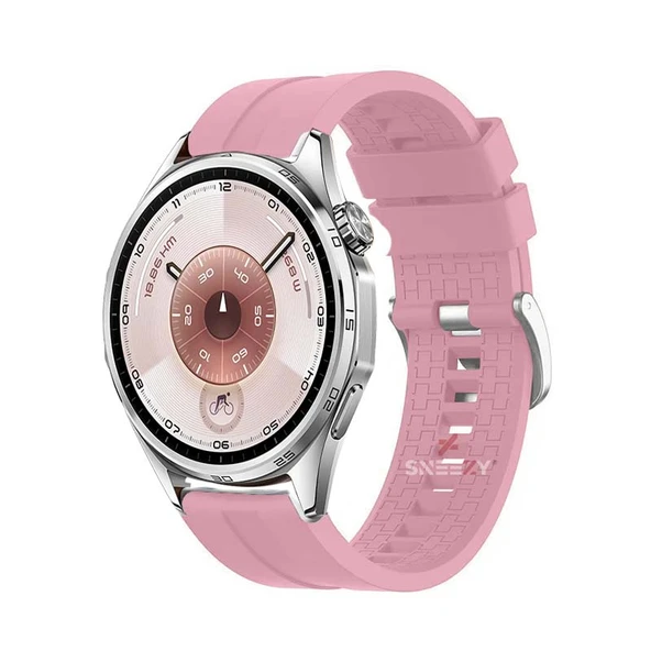 Huawei Watch GT6 46mm Uyumlu Kordon NovaGT Metal Tokalı Yumuşak Silikon Kordon  Pembe ürün görseli 1