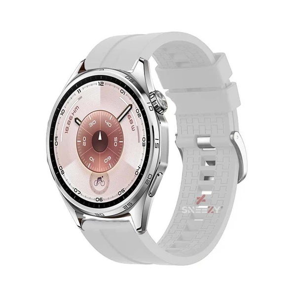 Huawei Watch GT6 46mm Uyumlu Kordon NovaGT Metal Tokalı Yumuşak Silikon Kordon  Beyaz ürün görseli 1