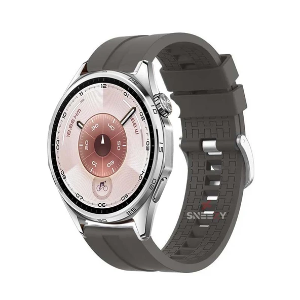Huawei Watch GT6 46mm Uyumlu Kordon NovaGT Metal Tokalı Yumuşak Silikon Kordon  Koyu Gri ürün görseli 1