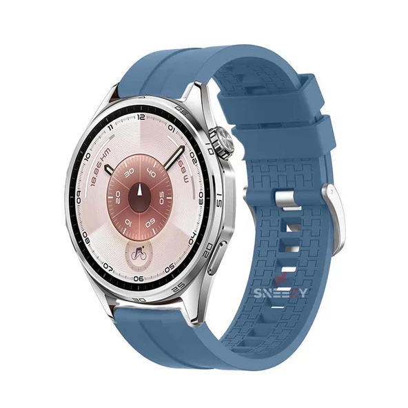 Huawei Watch GT6 46mm Uyumlu Kordon NovaGT Metal Tokalı Yumuşak Silikon Kordon  Mavi ürün görseli 1