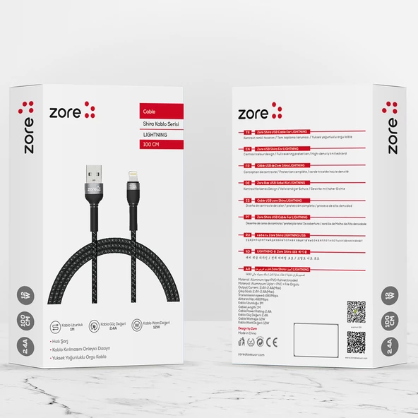 Zore Shira Serisi Lightning Usb Kablo 1 Metre - Resim 3