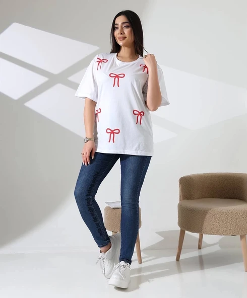 Kurdele baskılı tişört - Resim 2