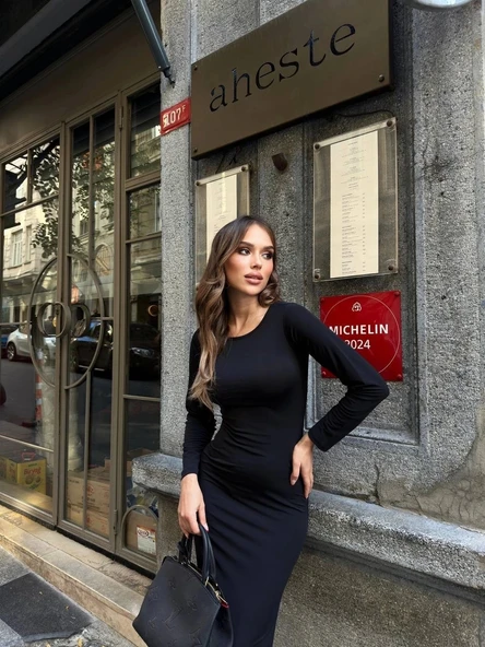 Uzun kollu uzun elbise - Resim 2