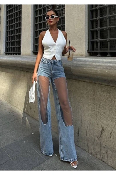 Pinterest Model Tasarım Model Baggy Jean Palazzo Kot Pantolon ürün görseli 1