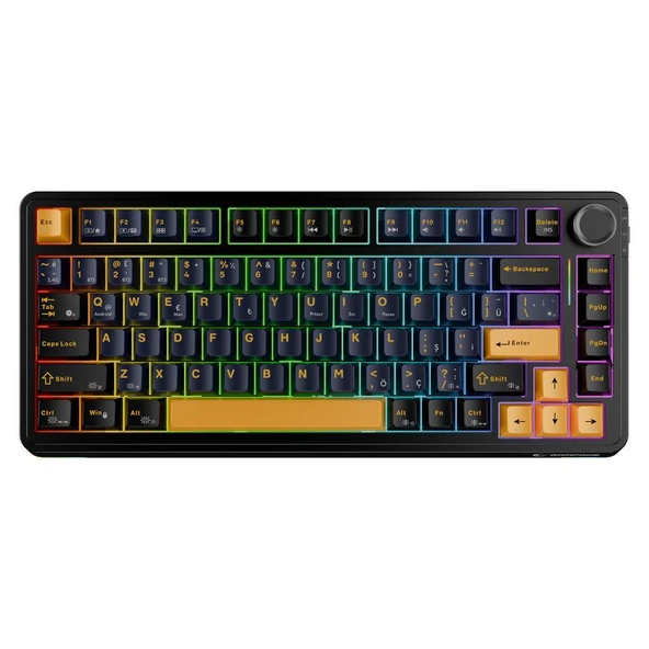 Rampage Quell Siyah Hot Swap 2.4G + BT Wireless RGB Gasket Oil Switch Türkçe Q PBT Keycaps Mekanik Klavye ürün görseli 1
