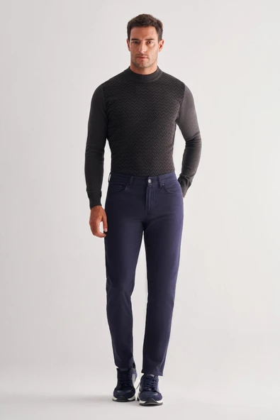 Lacivert Casual Slim Fit 5 cep Düz paça Pantolon 1003255320 ürün görseli 1