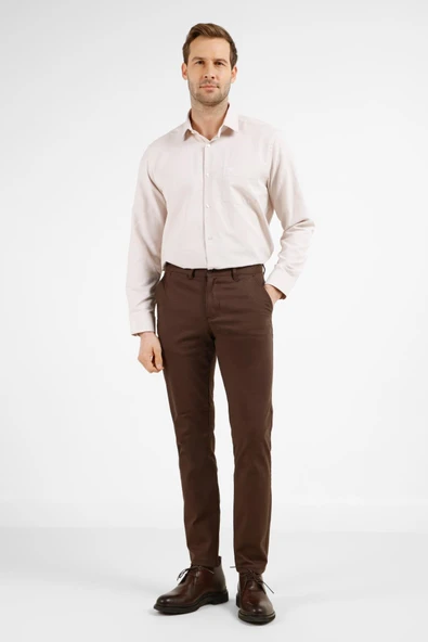 Kahverengi Yan Cep Düz Paça Pamuklu Slim Fit Chino Casual Pantolon 1003255155 ürün görseli 1